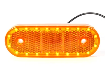 WAS LED Sidemarkeringslys Amber 12-24V med Reflektor - Vandtæt IP66/68 - Billede 3