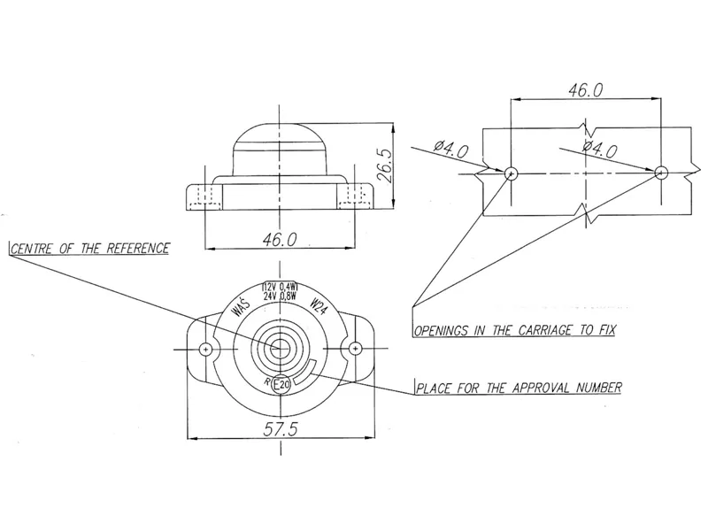 WAS LED Sidemarkeringslys 12-24V Klar Linse ø57.5mm ECE Godkendt - Billede 4