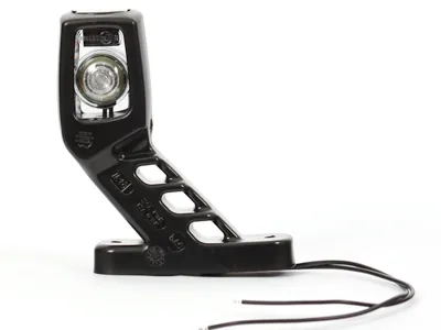 WAS LED Sidemarkeringslys 12-24V Højre med 45° Gummiarm Hvid/Rød - Billede 3