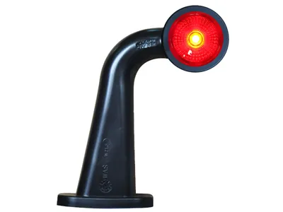 WAS LED Sidemarkeringslys 12-24V Venstre Hvid/Rød med 90° Gummiarm - Ledekstralys.dk