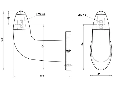 WAS LED Sidemarkeringslys Viking 12-24V Hvid/Rød/Amber Venstre - Billede 3