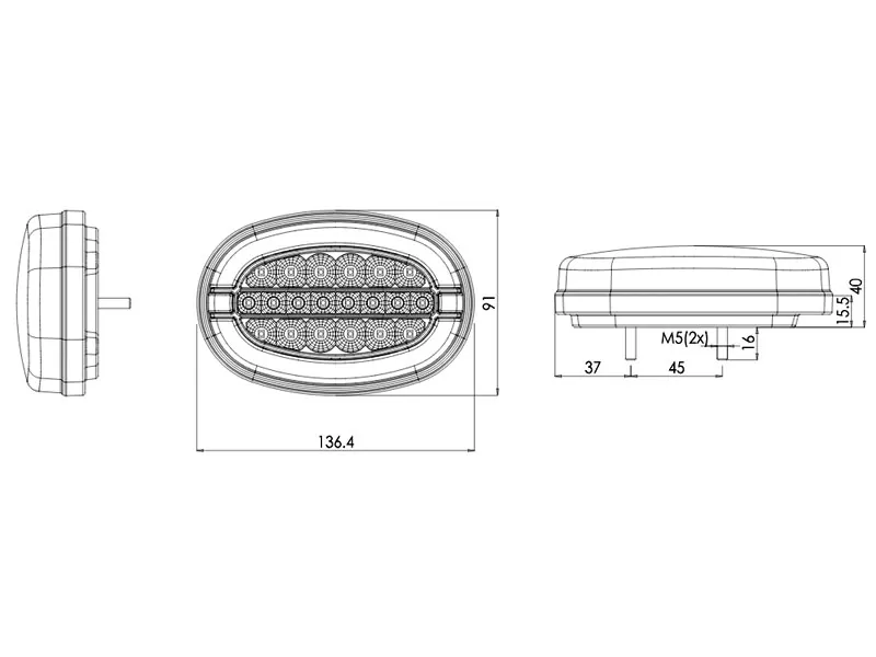 WAS LED-baglygte 3 funktioner 12-24V 136 x 91 mm - Billede 4