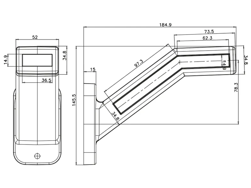 WAS LED Sidemarkeringslys med Blinklys 12-24V Venstre - Billede 2