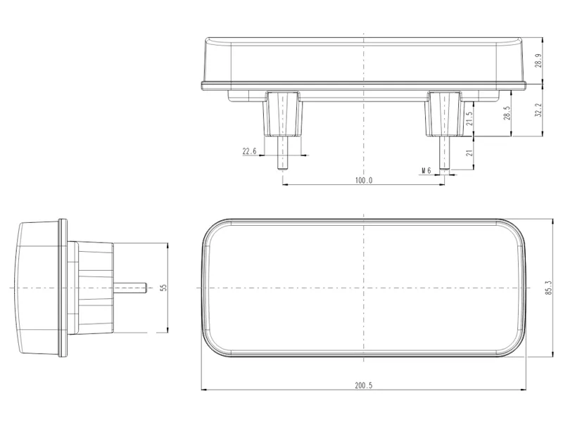 Was LED Baglygte Multifunktion 200mm - Position, Bremse, Blinklys, Bak, Tåge - Billede 2
