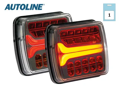 AUTOLINE LED-Baglygte 12-24V Venstre med Dynamisk Blinklys og NummerpladeLys - Ledekstralys.dk