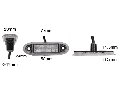 LED Sidemarkeringslys Rød 10-30V til Indbygning - 2 LED med E-godkendelse - Billede 2