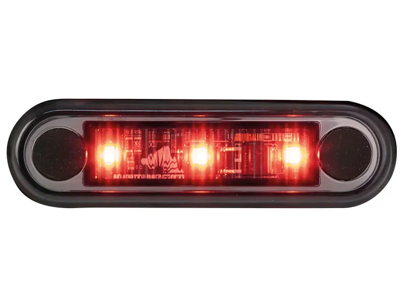 Optibeam Dark Phantom LED-positionslys rød 79,5 x 22,5 mm, 5 m ADR-kabel - Ledekstralys.dk