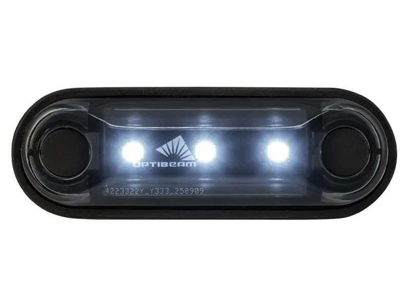 Optibeam Dark Phantom LED-positionslys hvid 85,4 x 28,1 mm, 5 m ADR-kabel - Ledekstralys.dk