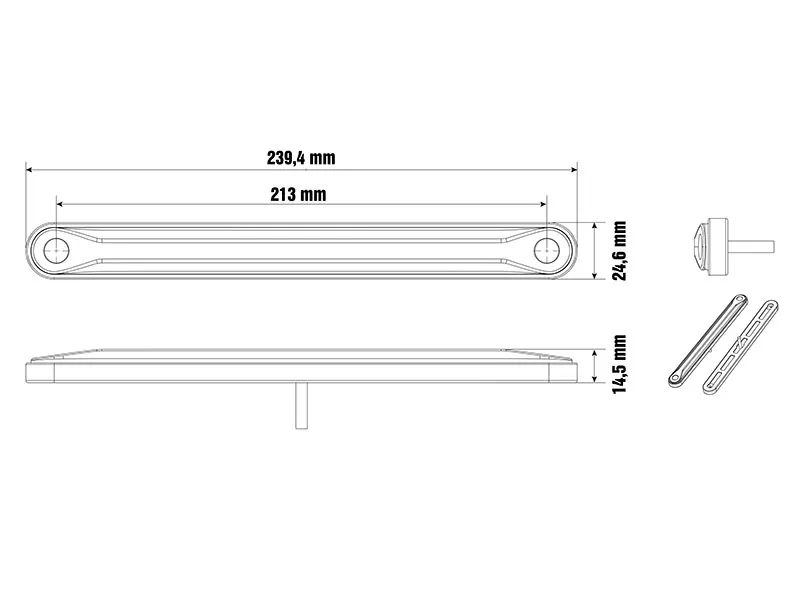 Optibeam Dark Phantom LED-positionslys rød 239,4 x 24,6 mm, 5 m ADR-kabel - Billede 3