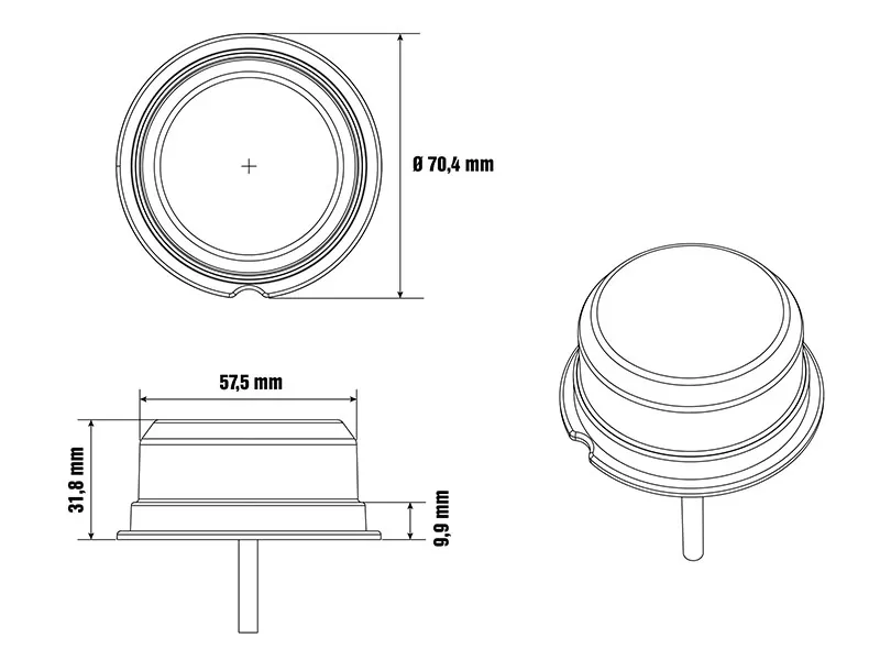 Optibeam Dark Phantom LED-positionslys hvid ø 70 mm, 5 m ADR-kabel - Billede 3