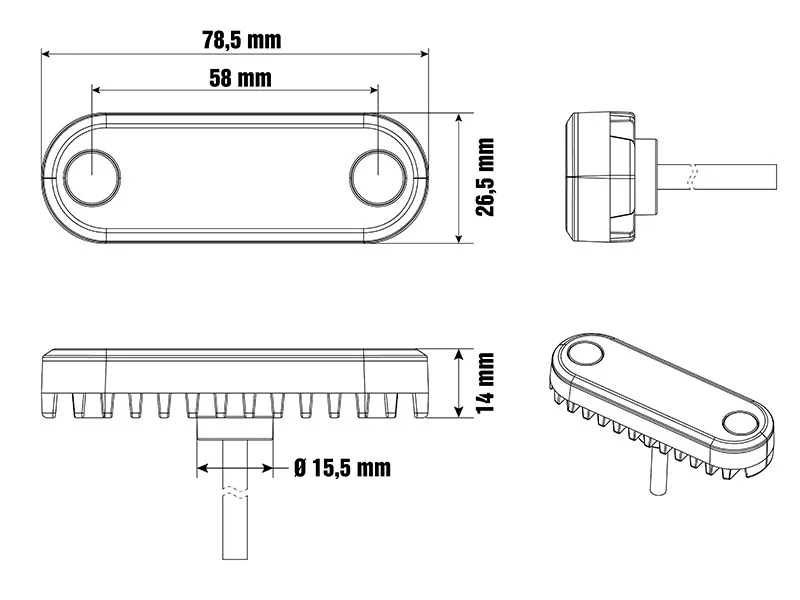 Optibeam Dark Phantom LED-blitzlys gult R65 10-36V, ADR-kabel - Billede 3
