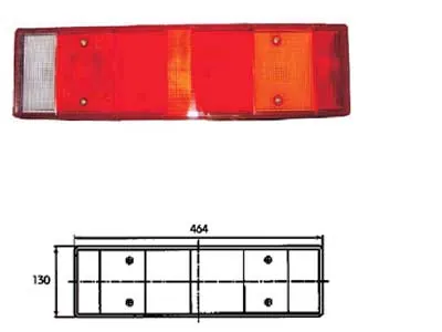 Ekstra Glasdæksel til Baglygter 464x130mm - Reservedel til 1608-4716 og 1608-4717 - Ledekstralys.dk