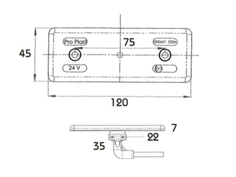 LED Sidemarkeringslys 24V med Reflektor - 120mm Professionel Markeringslampe - Billede 3