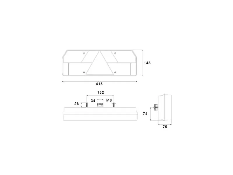 Europoint I baglygte venstre 420 x 149 mm med stik - Billede 2