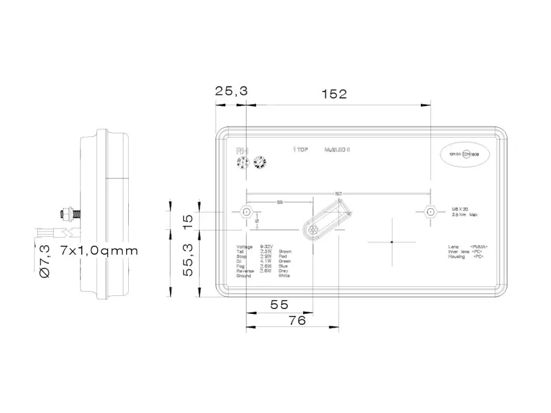 Aspöck LED Baglygte til Trailer Højre 9-32V med Blinklys, Bremselys og Tågelys - Billede 3