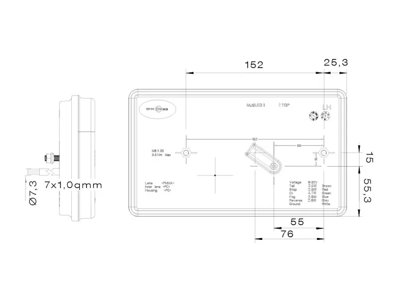 Aspöck LED Baglys til Trailer Venstre 9-32V med Blinklys og Bakgear - Billede 3