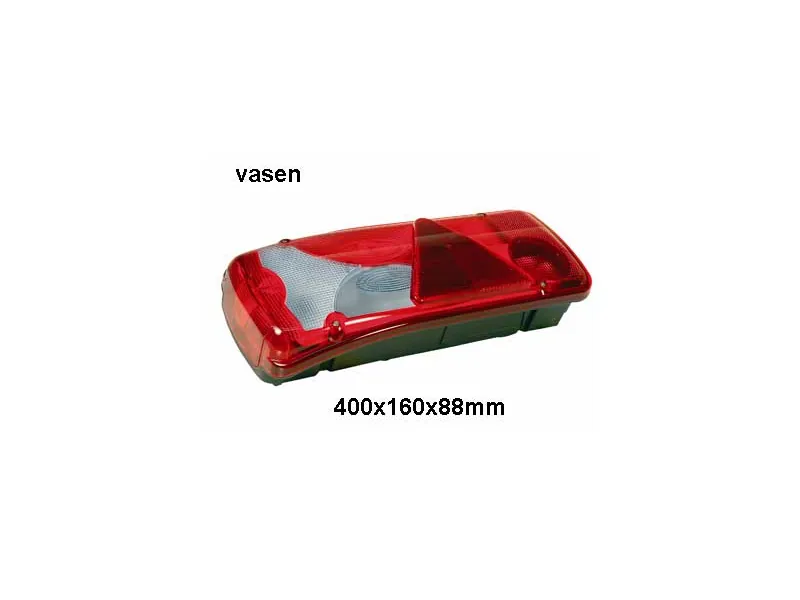 Baglygte 7 funktioner venstre med blåt glas 400 x 160 mm - Ledekstralys.dk
