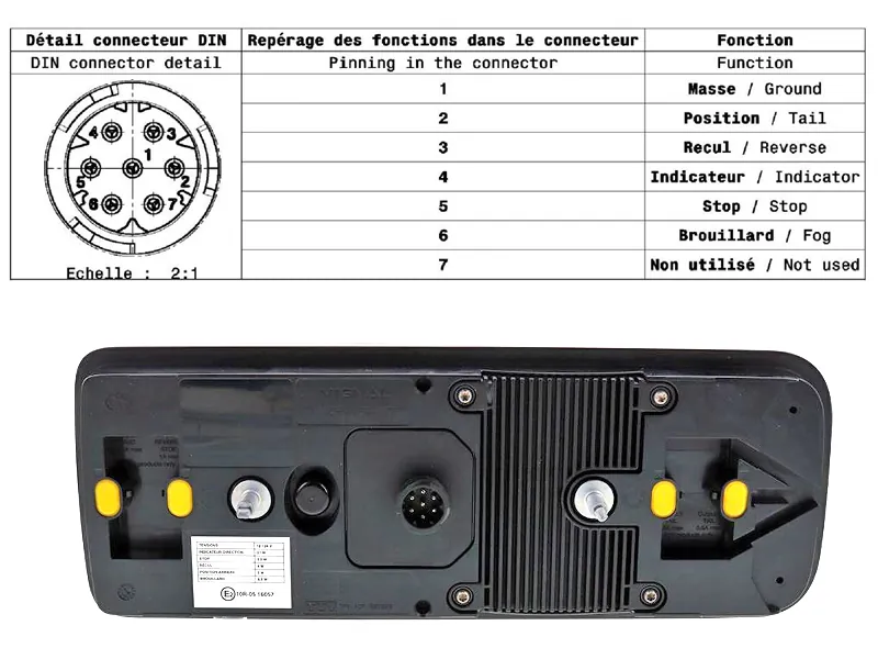 Vignal LED Baglygte 24V med Dynamisk Blinklys og Tågebaglys - 350x130mm - Billede 3