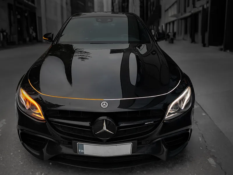 LED Motorhjelm Lysstrip Orange/Hvid 180cm 11-15V - Tuning Belysning - Ledekstralys.dk