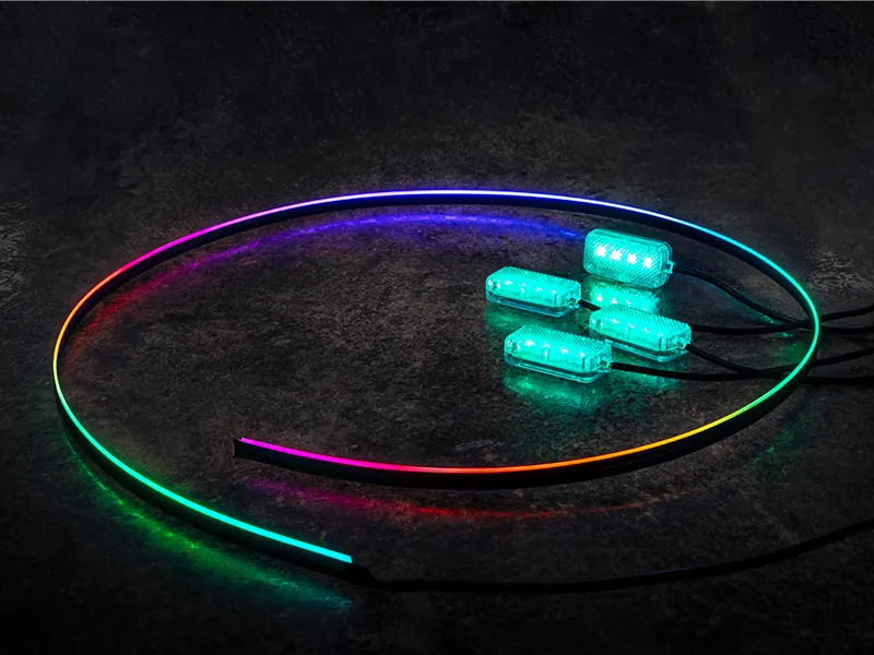 LED RGB Interiør Lyspakke til Bil - USB Tilslutning med Fjernbetjening og APP Styring - Billede 2