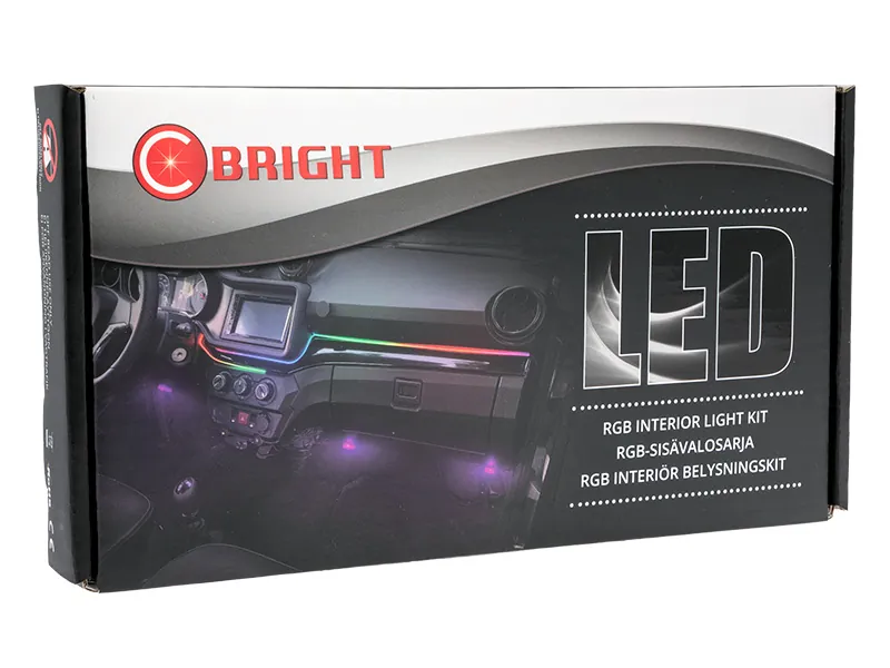 LED RGB Interiør Lyspakke til Bil - USB Tilslutning med Fjernbetjening og APP Styring - Billede 6