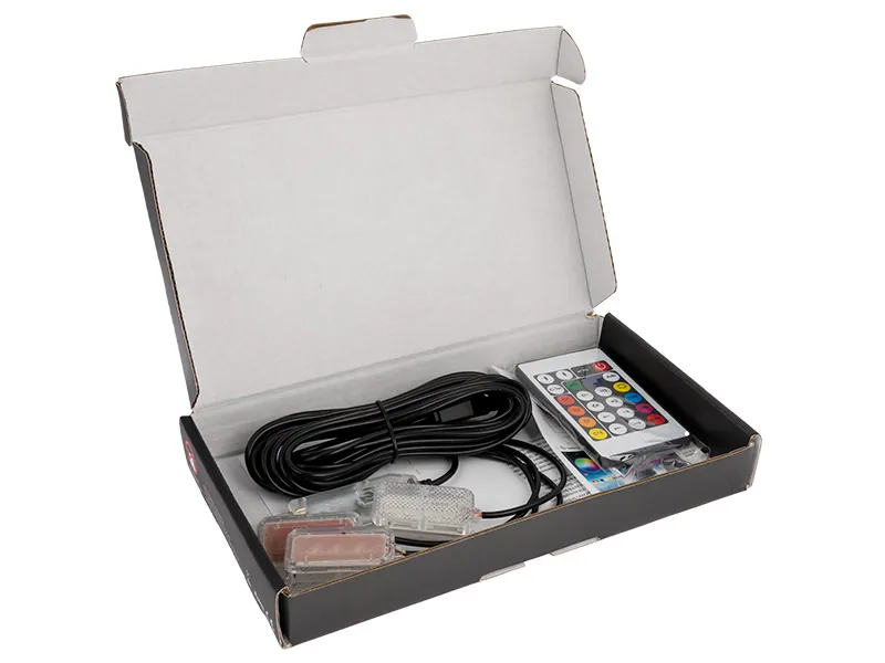 LED RGB Interiør Lyspakke til Bil - USB med Fjernbetjening og APP-styring - 4 Lysenheder - Billede 3