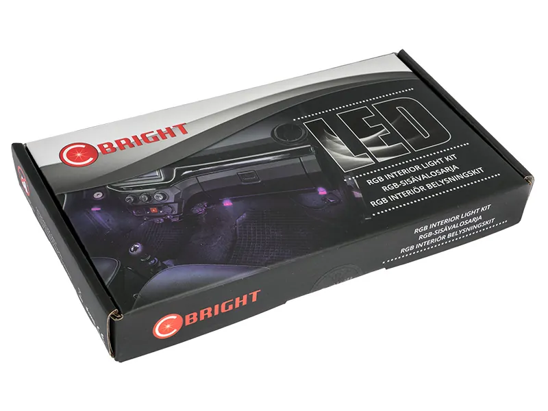 LED RGB Interiør Lyspakke til Bil - USB med Fjernbetjening og APP-styring - 4 Lysenheder - Billede 5