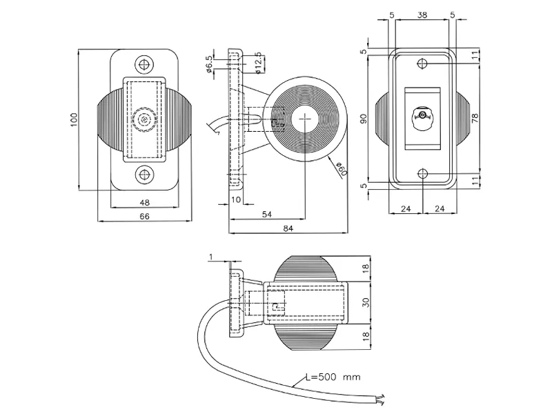 LED Sidemarkeringslys Hvid/Rød 10x10 LED 10-30V E-godkendt - Billede 2