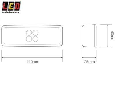 LED Autolamps Sidemarkeringslys Rød 12-24V 4 LED med Reflektor - Billede 2
