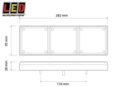 LED AUTOLAMPS Baglygte Kombination 12-24V Stop/Bak/Blink ECE - Billede 2