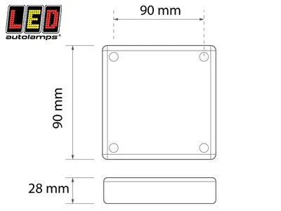 LED Autolamps LED Baklys 12-24V - Kompakt Overflademonteret Bakgearslys 90x90mm - Billede 2