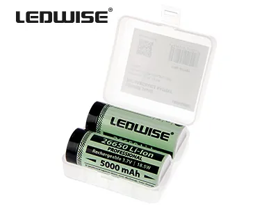 LEDWISE 2x 26650 Genopladeligt Batteri 5000mAh 3.7V til Lommelygter - Billede 2