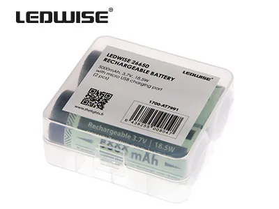 LEDWISE 2x 26650 Genopladeligt Batteri 5000mAh 3.7V til Lommelygter - Billede 3