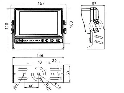 Bremselys Bakkamera til Monitor 5" + cable 15m (1705-00085) - Billede 3