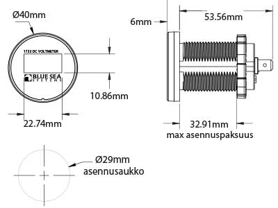 Blue Sea Systems Mini Led Ampermeeter (1790-1732) - Billede 2