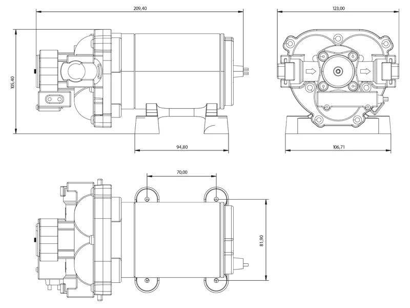 Albin Pump Marine Trykvandspumpe WPS 12V 2,8 bar 13 l/min Ferskvand - Billede 3