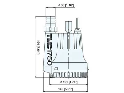 TMC Dykbar Lænsepumpe 12V 1750 GPH 6624 l/t med 4m Løftehøjde - Billede 2
