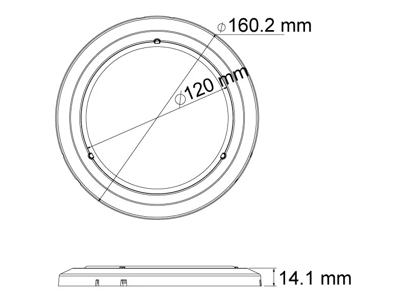 LED-kabinelys rund med afbryder 12-24V, ø 160 mm - Billede 4