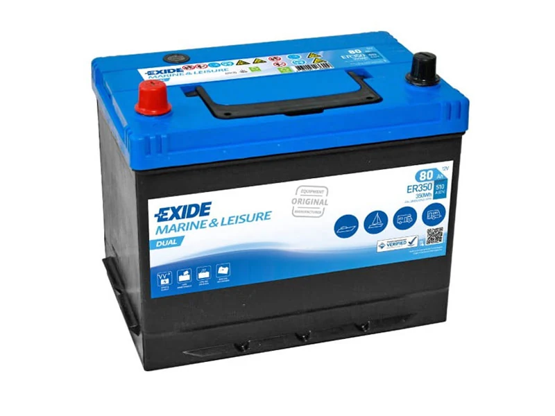 Exide Dual AGM Forbrugs- og Startbatteri 12V 80Ah (1815-ER350) - Ledekstralys.dk