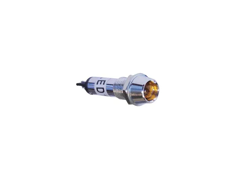 BL LED-kontrollampe gul 12V, krom, ø 8 mm - Billede 2