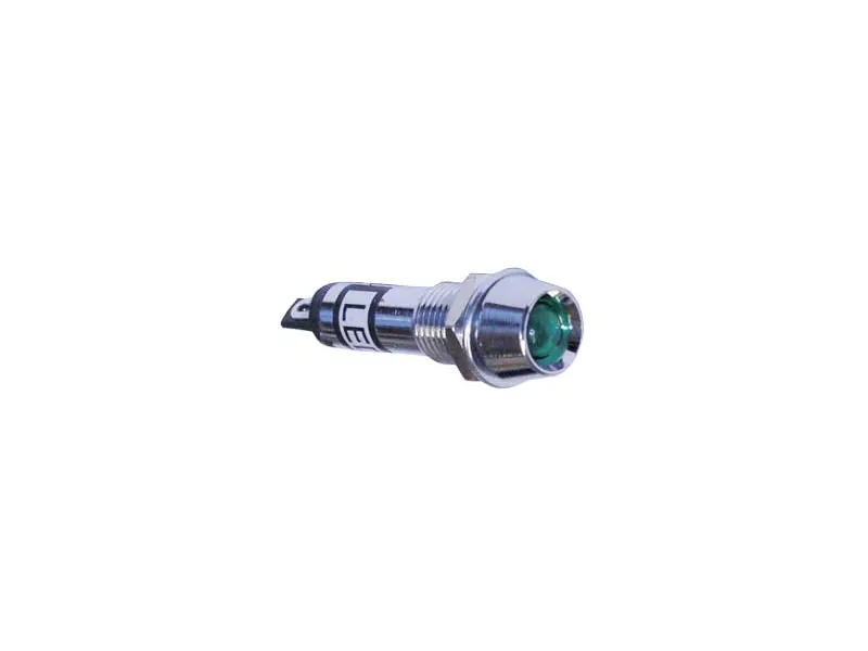 BL LED-kontrollampe grøn 12V, krom, ø 8 mm - Billede 2
