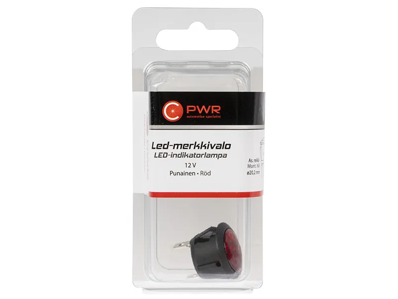 C-PWR LED-kontrollampe rød 12V til 20 mm hul - Billede 5