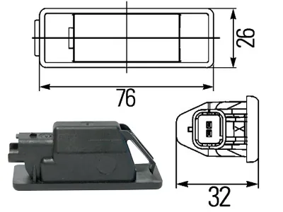 Hella Nummerpladebelysning 12V T10 Sort til Viano, Vito og Sprinter - Billede 2