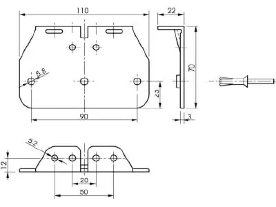 TALMU Corner Fastener Hjørnebeslag til Hovedlygter - 90mm Skrueafstand - Billede 2
