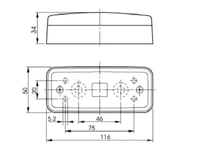 TALMU Sidemarkeringslys Rødt med Reflektor - BA9s 45mm Skruehulsafstand - Billede 2