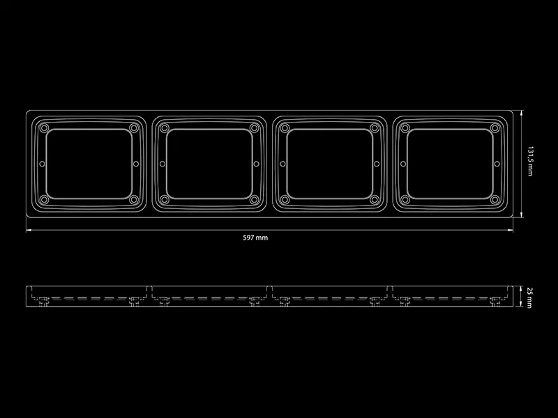 STRANDS IZE LED FRAME 4X SQUARE - Monteringsramme til 4 firkantede LED-arbejdslygter - Billede 4