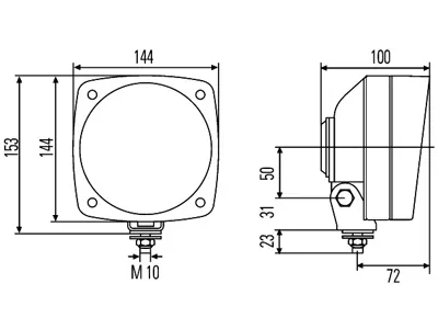 HELLA H4 Forlygte 144x144mm - Plasthus uden pære - Billede 2